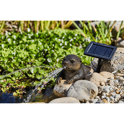 Ubbink Gargouilles Pack Gargouille flottante Loutre 19CM Cracheuse + Pompe Solaire & Tuyau PPCPACKLOUTRE01