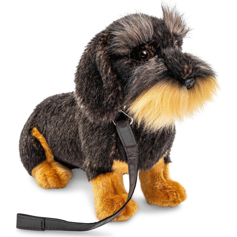 Uni Toys Teckel à poil dur, assis (avec laisse) - doudouille/peluche K20175R