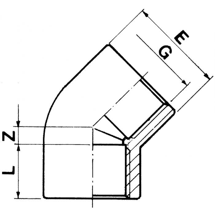Aquaforte Pieces PVC Coude 45° 2x filet intérieur PVC - À filet - Sous pression