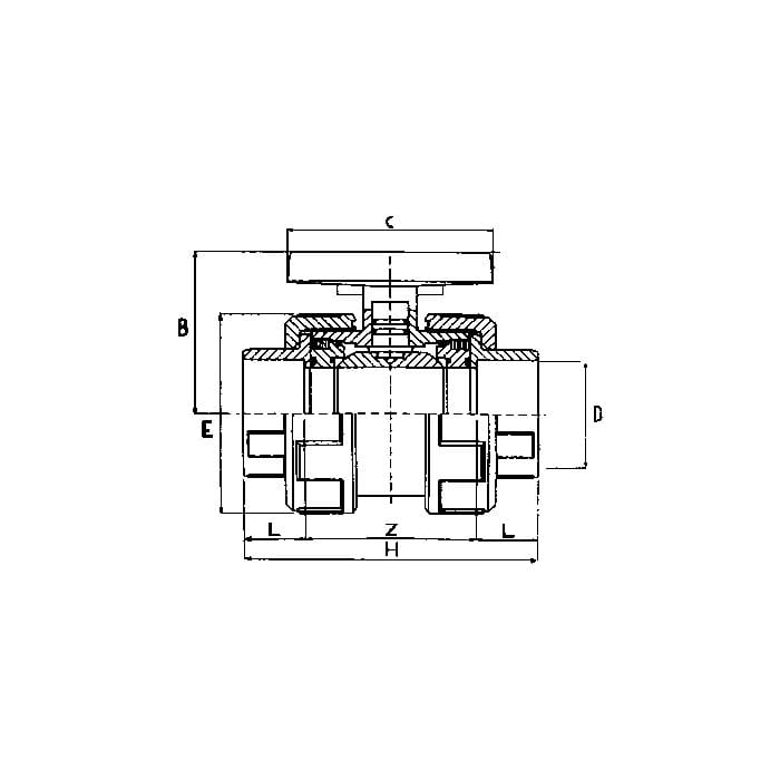 Aquaforte Pieces PVC Vanne à bille avec deux écrous PVC - À filet intérieur - Sous pression