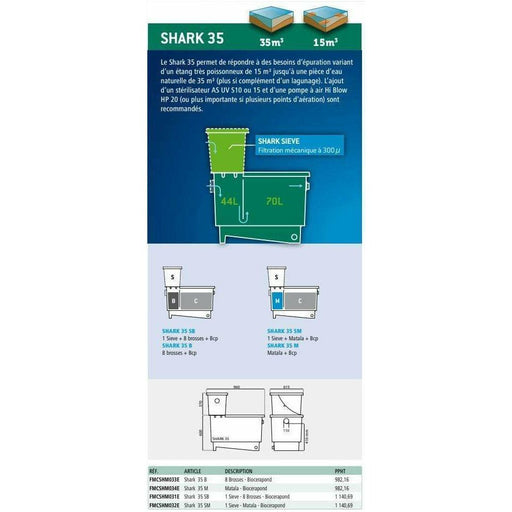 Aquatic Science Filtres multichambre Filtre multichambre SHARK 35 pour bassin (Filtre à configurer)