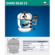 Aquatic Science Filtres sous pression Shark Bead 25 - Filtration sous pression pour bassin jusque 75M³ - Aquatic Science