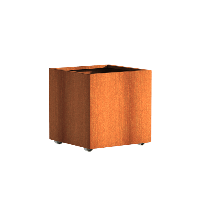 Aquigarden Jardinière en corten - Andes sur roulettes 0.7m x 0.7m x 0.7m CAWL7