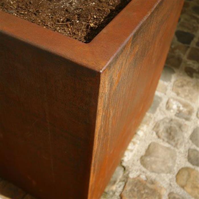 Aquigarden Jardinière en corten - Andes sur roulettes 0.8m x 0.8m x 0.4m CAWL6.3