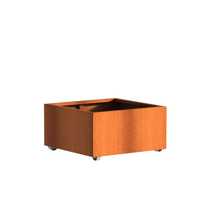 Aquigarden Jardinière en corten - Andes sur roulettes 0.8m x 0.8m x 0.4m CAWL6.3