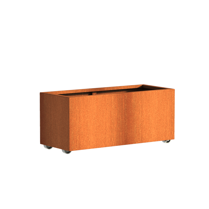 Aquigarden Jardinière en corten - Andes sur roulettes 1.2m x 0.5m x 0.5m CAWL23.2