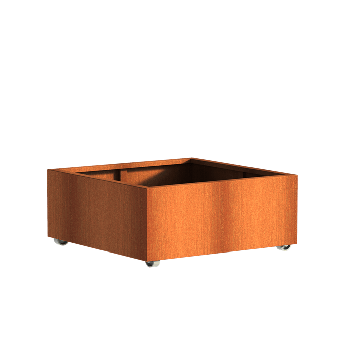 Aquigarden Jardinière en corten - Andes sur roulettes 1m x 1m x 0.4m CAWL5.3