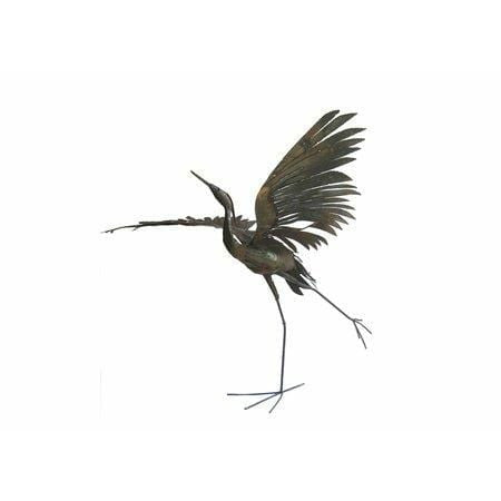 Arrosoir & Persil Aigrette 2 ailes ouvertes - Oiseau décoratif en métal recyclé 14001