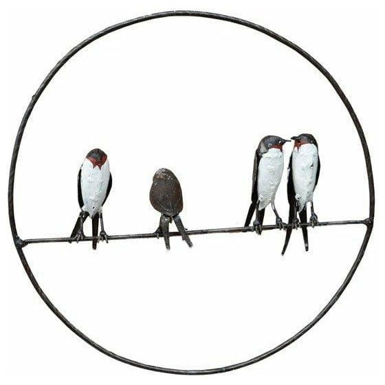 Arrosoir & Persil Cercle Hirondelles - Animal décoratif en métal recyclé 21018