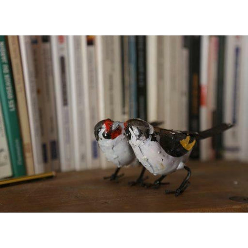 Arrosoir & Persil Chardonneret élégant – Couple - Oiseau décoratif en métal recyclé 11204