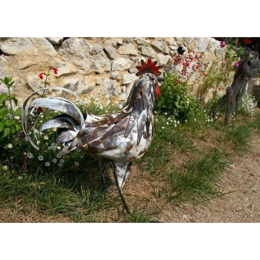 Arrosoir & Persil Coq PM blanc - Oiseau décoratif en métal recyclé 13004