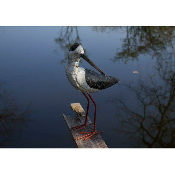 Arrosoir & Persil Echasse - Oiseau décoratif en métal recyclé 12012