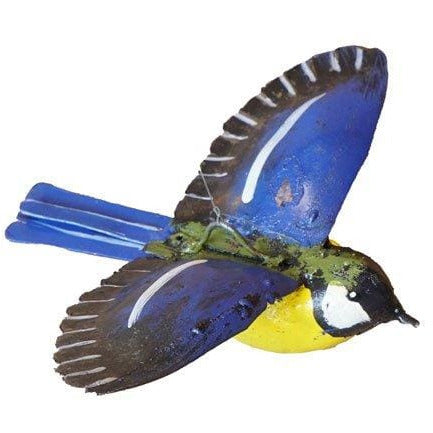 Arrosoir & Persil Mésange en vol - Oiseau décoratif en métal recyclé 11301