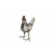 Arrosoir & Persil Poule blanche - Oiseau décoratif en métal recyclé 13012