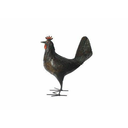 Arrosoir & Persil Poule rouille - Oiseau décoratif en métal recyclé 13010