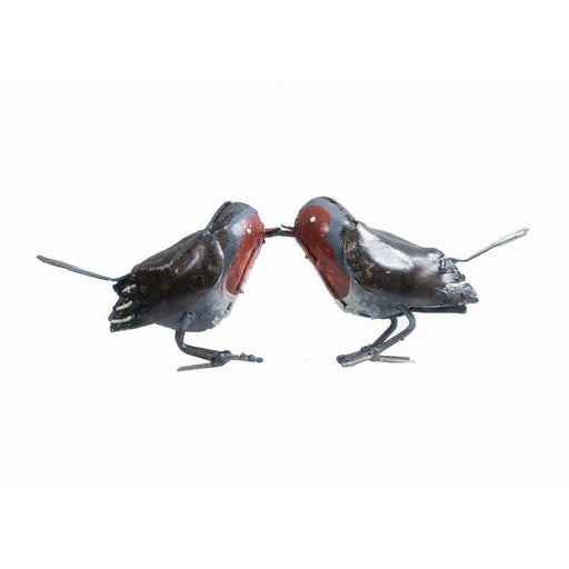 Arrosoir & Persil Rouge gorge – Couple - Oiseau décoratif en métal recyclé 11209