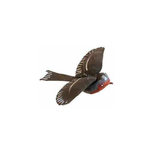 Arrosoir & Persil Rouge gorge en vol - Oiseau décoratif en métal recyclé 11303