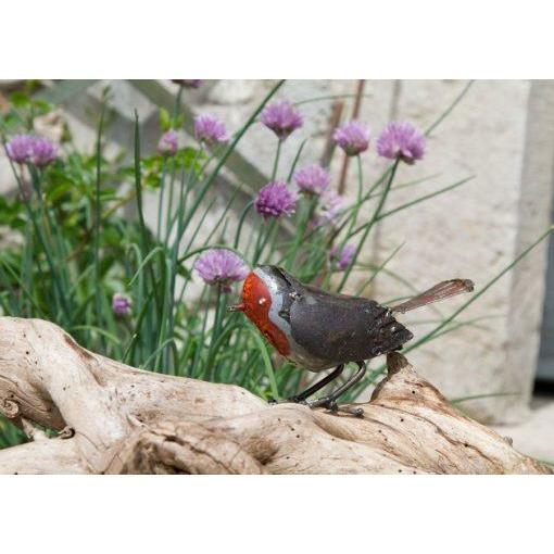Arrosoir & Persil Rouge gorge - Oiseau décoratif en métal recyclé 11013