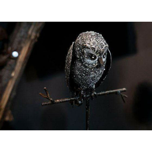 Arrosoir & Persil Tuteur Bébé chouette - Oiseau décoratif en métal recyclé 15019