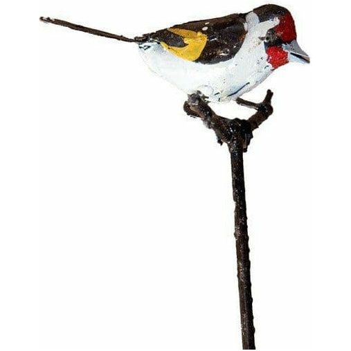 Arrosoir & Persil Tuteur Chardonneret élégant - Oiseau décoratif en métal recyclé 15002
