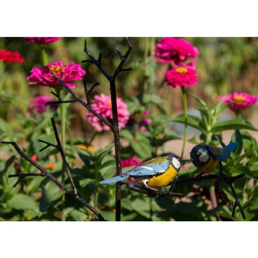 Arrosoir & Persil Tuteur Mésange / 2 oiseaux sur branche - Oiseau décoratif en métal recyclé 15020