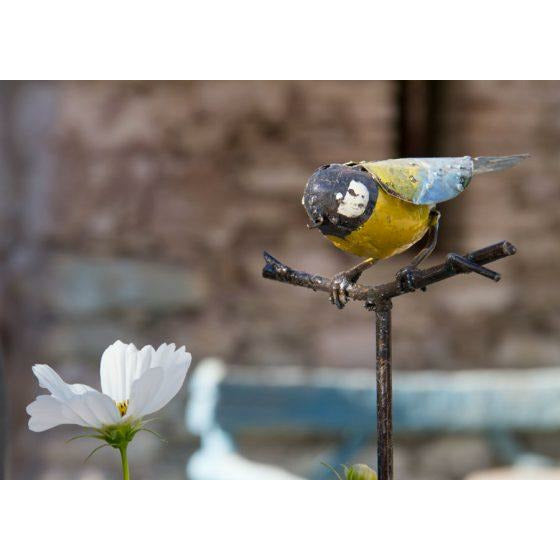 Arrosoir & Persil Tuteur Mésange - Oiseau décoratif en métal recyclé 15009