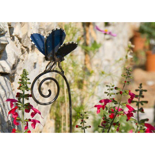 Arrosoir & Persil Tuteur Papillon Bleu - Oiseau décoratif en métal recyclé TUTPAPBL