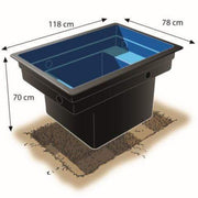 FOUDEBASSIN.COM UBBINK QUADRA C1 - bassin préformé - HDPE, surface 0,92 m², profondeur max 70 cm, volume d'eau 520 l - H70 x 78 x 118 cm 8711465110013 1311001