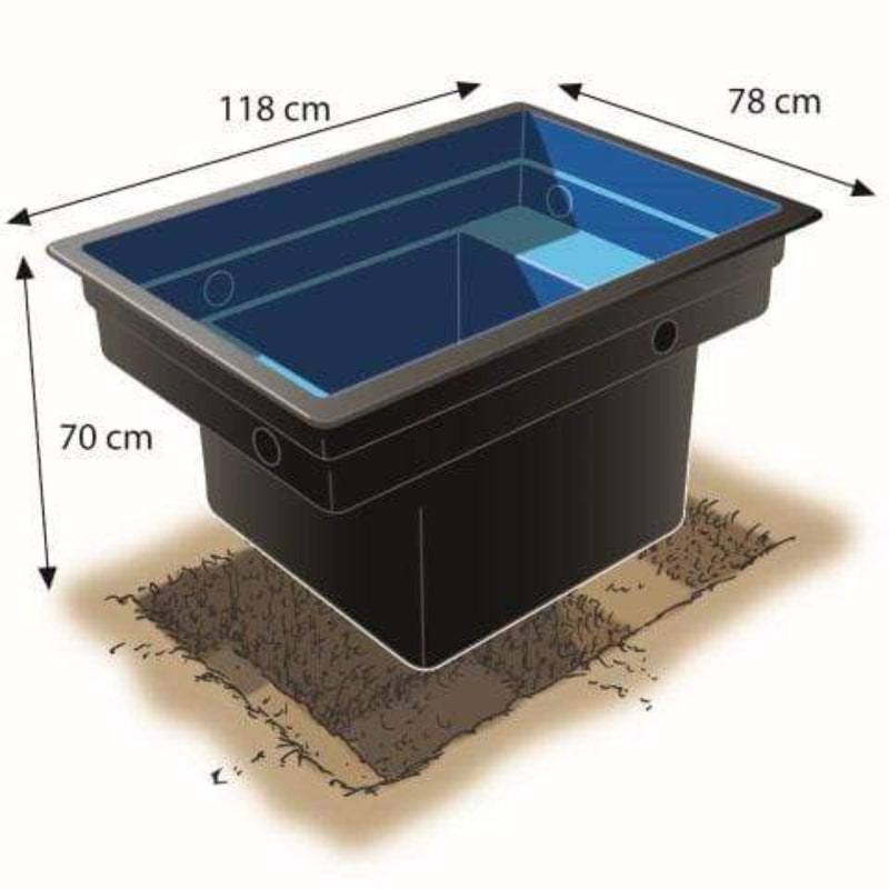 FOUDEBASSIN.COM UBBINK QUADRA C1 - bassin préformé - HDPE, surface 0,92 m², profondeur max 70 cm, volume d'eau 520 l - H70 x 78 x 118 cm 8711465110013 1311001