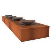 Foudebassin.com Tables d'eau Table d'eau avec 4 bols d'eau en acier corten 500 x 100 x 40CM CBS2