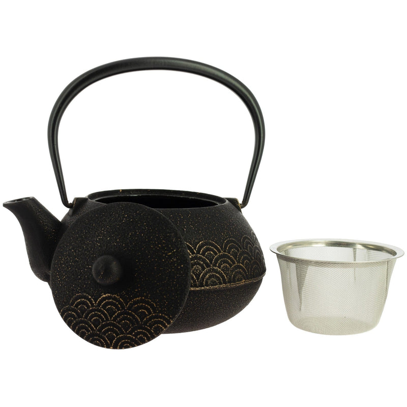 FOUDEBASSIN.COM Tetera Iwachu Seigaiha negra dorada 900 ml