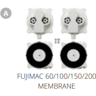 Fujimac Pieces détachées A. FUJIMAC 100 MEMBRANE/SOUPAPE Pièces détachées pour pompe à air FujiMac 100