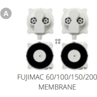 Fujimac Pieces détachées A. FUJIMAC 60 MEMBRANE/SOUPAPE Pièces détachées pour pompe à air FujiMac 60 N7010600
