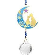 Iwachu Cristal Feng Shui Deux Chats sur la Lune CR68