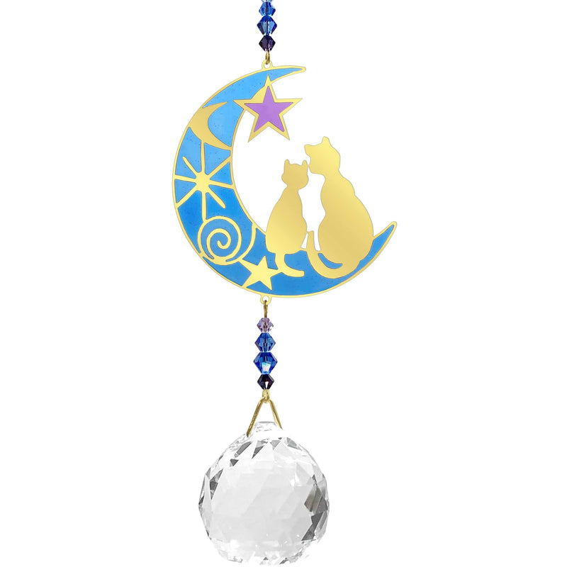 Iwachu Cristal Feng Shui Deux Chats sur la Lune CR68