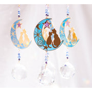 Iwachu Cristal Feng Shui Deux Chats sur la Lune CR68