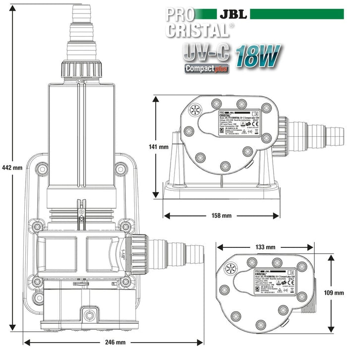 JBL JBLPROCRISTAL UV-C Compact plus 18 W Stérilisateur UV-C compact 18 W contre la turbidité de l'eau 4014162604729 6047200