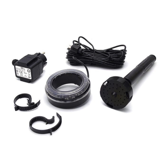 PONDSHOPI UBBINK LED JET VULCANO 1/2" - jet d'eau avec éclairage blanc - pompe 500/2500l/h, téléscope 18/30cm, transfo 230VAC/12V - Lumen 120, EEK A+, 2w 8711465502009 1350200