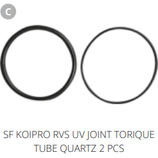 Superfish C' SF KOIPRO RVS UV JOINT TORIQUE TUBE QUARTZ 2 PCS Pièces détachées pour Koi Pro UVC 75W 06010187