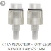 Superfish D. KIT UV REDUCTEUR + JOINT 63/50 & EMBOUT 40/32/25 MM Pièces détachées pour Koi Pro UVC 75W 06010190