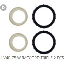 Superfish D'. UV40-75 W.RACCORD TRIPLE 2 PCS Pièces détachées pour Koi Pro UVC 40W 06010220