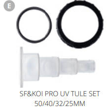 Superfish E. SF&KOI PRO UV TULE SET 50/40/32/25MM Pièces détachées pour Koi Pro UVC 75W 06010195