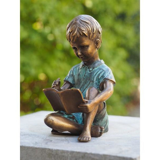 Thermobrass Bronzes de jardin Garçon heureux qui lit un livre - ADRIEN AN0802BRW-V