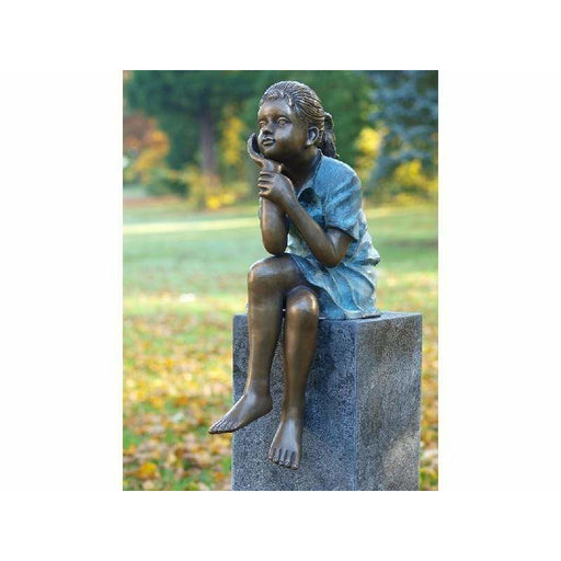 Thermobrass Bronzes de jardin Statue en bronze d'une fille assise - MADELEINE AN0639BR-V
