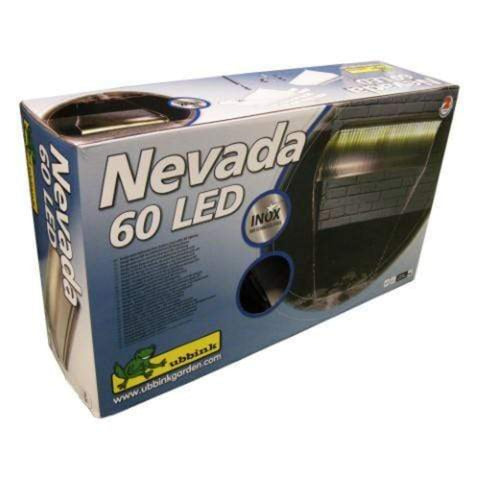 Ubbink Lames d'eau NEVADA LED 60 - cascade - Inox 304, transfo 230VAC/12VAC-50Hz, 35 leds blanc, incl. connecteur 1" - LED : 240 Lumen, EEK A+, 4w - H13 x 60 x 33 cm 8711465121095 1312109