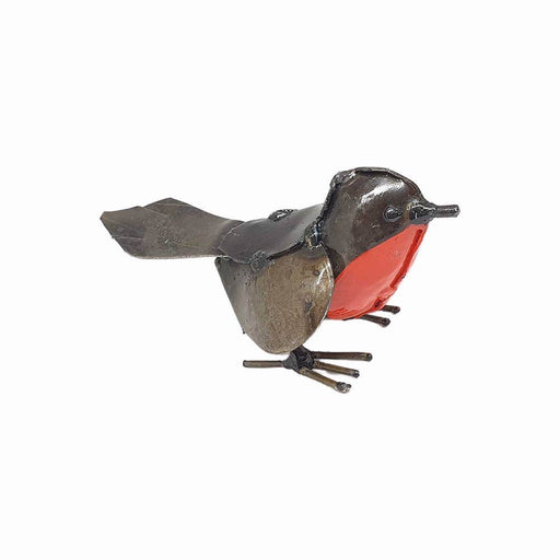 VIE Décoration Small Recycled Metal Bird Sculpture VN-1201-ZIM-BIRD-RED-ROBIN