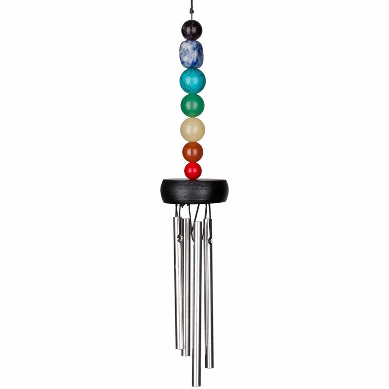 Woodstock Chimes Carillon à vent 7 Chakras Mini - 30 cm - 4 baguettes et 7 pierres